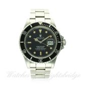 A RARE GENTLEMAN'S STAINLESS STEEL ROLEX OYSTER PERPETUAL SUBMARINER BRACELET WATCH DATED 1987, REF.