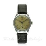 A GENTLEMAN'S STAINLESS STEEL OMEGA INDIAN CIVIL SERVICE MILITARY WRIST WATCH CIRCA 1944, REF.