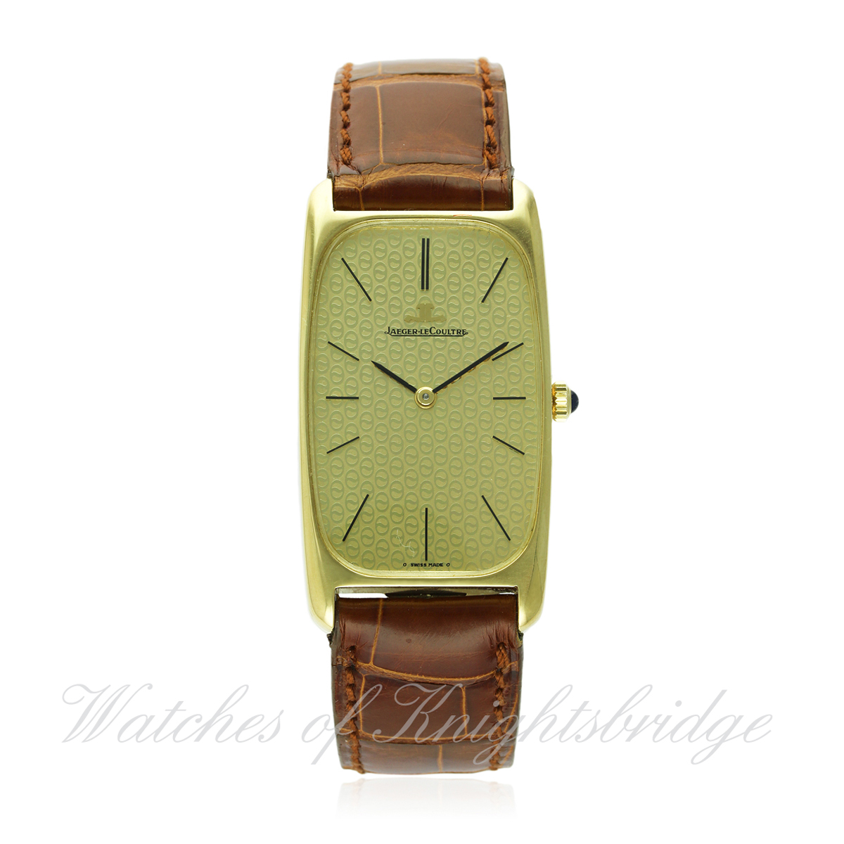 A GENTLEMAN'S 18K SOLID GOLD JAEGER LECOULTRE RECTANGULAR WRIST WATCH CIRCA 1970's, REF. 9107.21