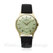 A GENTLEMAN'S 18K SOLID GOLD BREITLING WRIST WATCH CIRCA 1950s, REF. 211 19
D: Silver dial with gilt