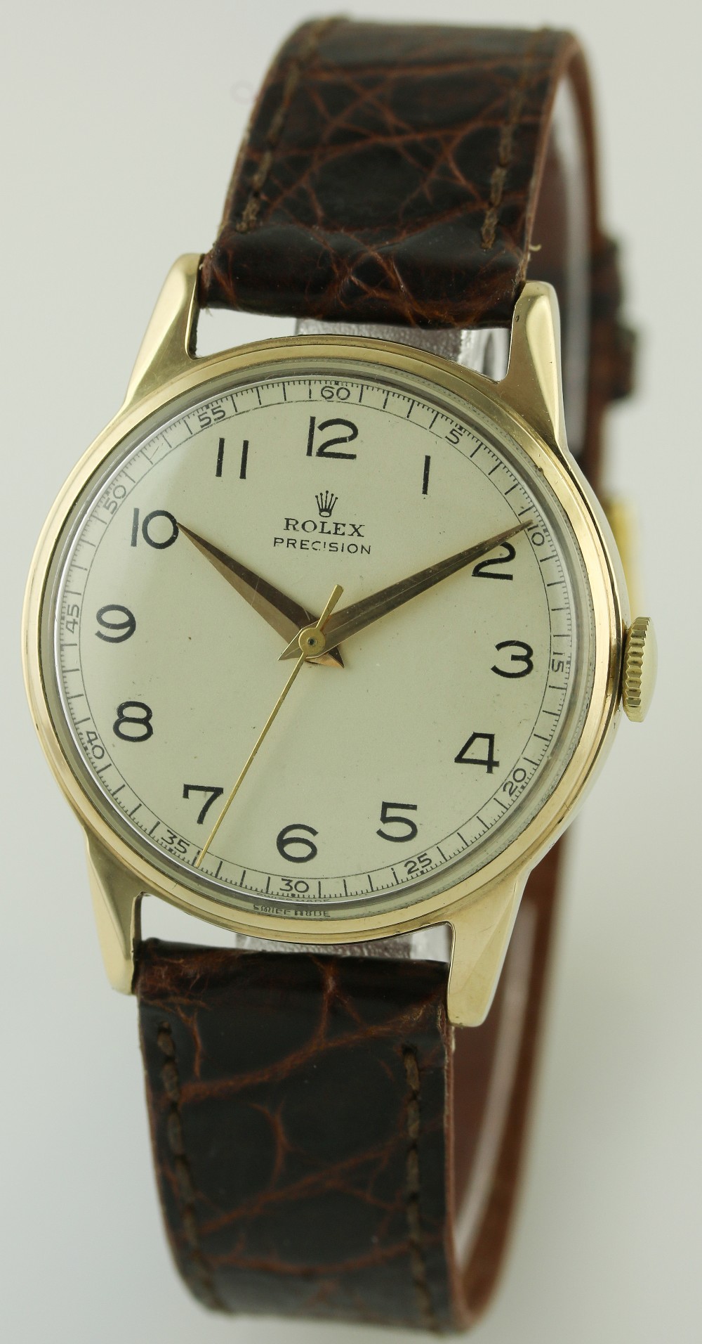 A GENTLEMAN'S 9CT SOLID GOLD ROLEX PRECISION WRIST WATCH CIRCA 1960s
D: Silver dial with applied - Image 2 of 8
