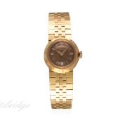 A LADIES 18K SOLID GOLD ROLEX PRECISION CHAMELEON BRACELET WATCH CIRCA 1950s, REF. 8789
D: Brown