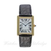 A GENTLEMAN'S STEEL & SOLID GOLD CARTIER TANK SOLO WRIST WATCH CIRCA 2010, REF. 2742
D: Silver