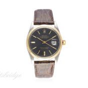 A GENTLEMAN'S STEEL & GOLD ROLEX OYSTER PERPETUAL DATEJUST WRIST WATCH CIRCA 1981, REF. 16013
D: