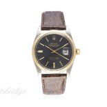 A GENTLEMAN'S STEEL & GOLD ROLEX OYSTER PERPETUAL DATEJUST WRIST WATCH CIRCA 1981, REF. 16013
D: