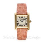 A MID SIZE 18K SOLID GOLD CARTIER TANK FRANCAISE WRIST WATCH CIRCA 2005, REF. 2466
D: Silver dial