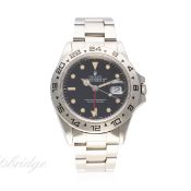 A GENTLEMAN'S STAINLESS STEEL ROLEX OYSTER PERPETUAL DATE EXPLORER II BRACELET WATCH CIRCA 1987,