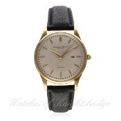 A GENTLEMAN'S 18K SOLID GOLD IWC AUTOMATIC WRIST WATCH CIRCA 1950s
D: Silver dial with gilt batons &
