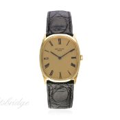 A GENTLEMAN'S 18K SOLID GOLD PATEK PHILIPPE ELLIPSE WRIST WATCH CIRCA 1970s, REF. 3546 WITH BOX &