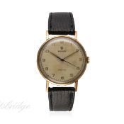 A GENTLEMAN'S 9CT SOLID GOLD ROLEX PRECISION "COIN EDGE" WRIST WATCH CIRCA 1960
D: Silver dial