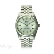 A GENTLEMAN'S STEEL & WHITE GOLD ROLEX OYSTER PERPETUAL DATEJUST WRIST WATCH CIRCA 1972, REF. 1601