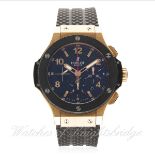 A GENTLEMAN'S SOLID GOLD & CERAMIC HUBLOT BIG BANG CHRONOGRAPH WRIST WATCH CIRCA 2012
D: Black