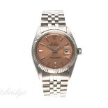 A GENTLEMAN'S STEEL & WHITE GOLD ROLEX OYSTER PERPETUAL DATEJUST BRACELET WATCH CIRCA 1972, REF.