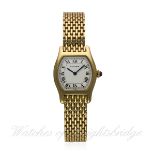 A FINE LADIES 18K SOLID GOLD CARTIER PARIS TORTUE BRACELET WATCH CIRCA 1970s
D: Silver dial with