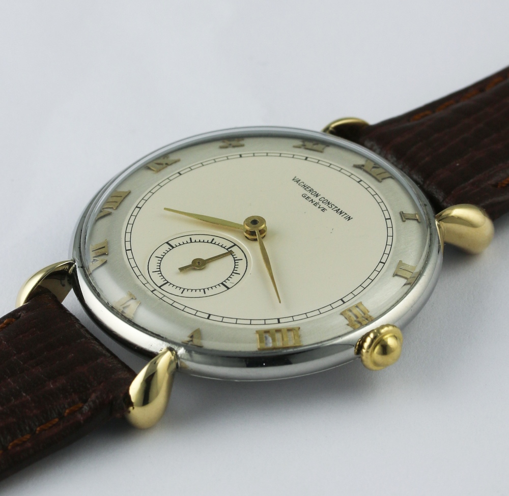 A GENTLEMAN'S LARGE SIZE STEEL & GOLD VACHERON & CONSTANTIN WRIST WATCH CIRCA 1950s
D: Two tone - Image 3 of 8