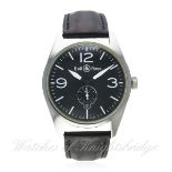 A GENTLEMAN'S STAINLESS STEEL BELL & ROSS AVIATION TYPE WRIST WATCH CIRCA 2010, REF. 123 
D: Black