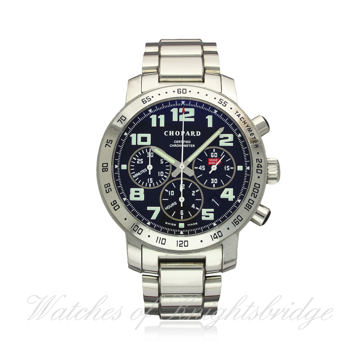 A GENTLEMAN'S STAINLESS STEEL CHOPARD MILLE MIGLIA 1000 AUTOMATIC CHRONOGRAPH BRACELET WATCH CIRCA