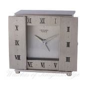 AN 8 DAY HERMES PARIS AUTEL ALARM DESK CLOCK CIRCA 1980s, REF. 1364
D: Silver dial. M: Key wind 8