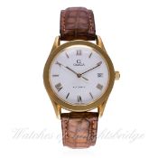 A GENTLEMAN'S 18K SOLID GOLD OMEGA WRIST WATCH CIRCA 2000, REF. 1660295
D: White dial with raised