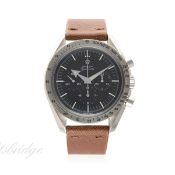 A GENTLEMAN'S STAINLESS STEEL OMEGA SPEEDMASTER PROFESSIONAL BROAD ARROW CHRONOGRAPH WRIST WATCH