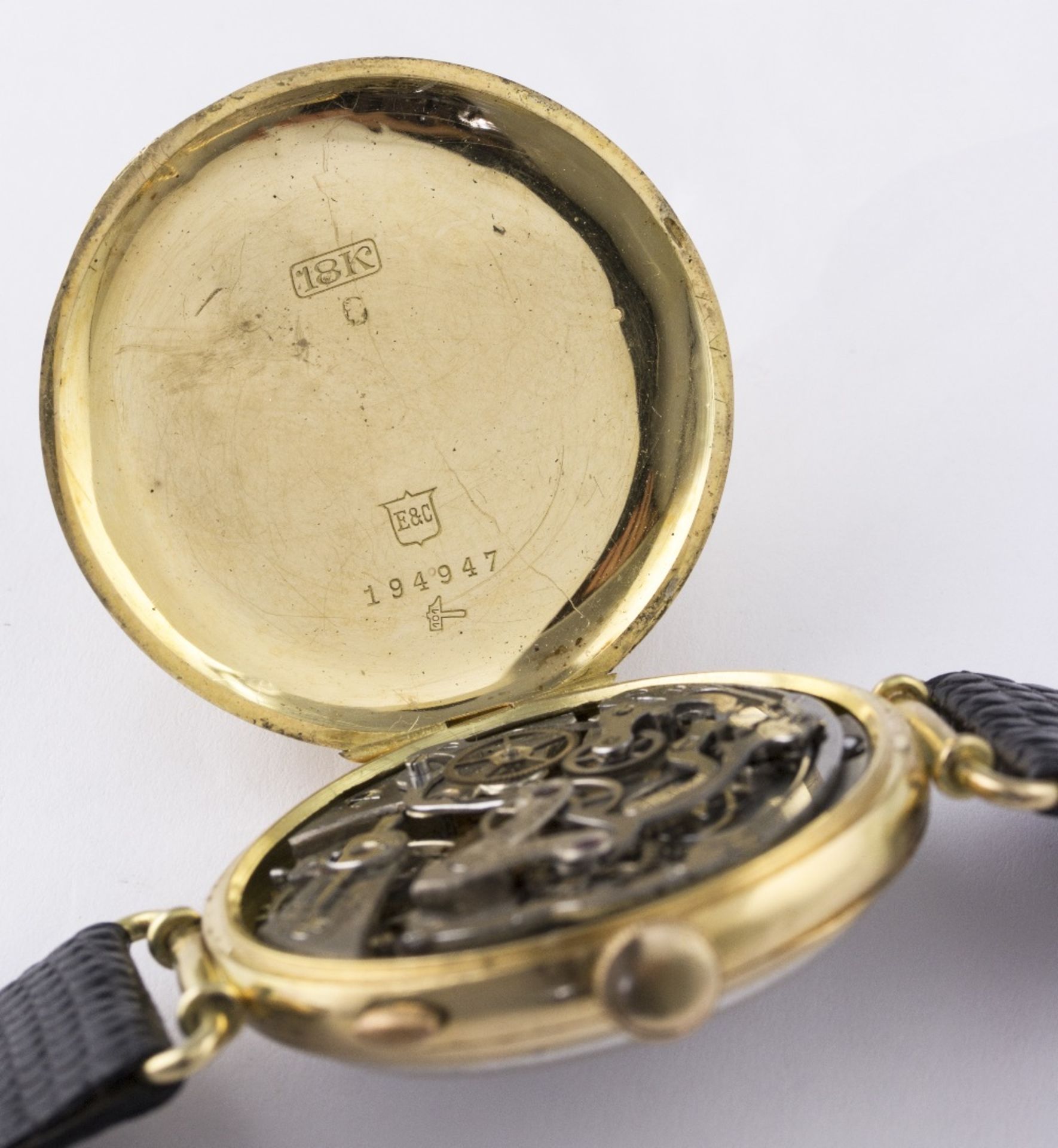 A GENTLEMAN'S 18K SOLID GOLD EBERHARD & CO SINGLE BUTTON CHRONOGRAPH WRIST WATCH CIRCA 1930s D: - Image 8 of 8