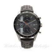 A GENTLEMAN'S STAINLESS STEEL TAG HEUER CARRERA AUTOMATIC CHRONOGRAPH WRIST WATCH DATED 2013, REF.