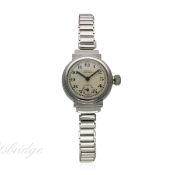 A RARE LADIES STAINLESS STEEL ROLEX OYSTER "EGYPTIAN" BRACELET WATCH CIRCA 1930s
D: Silver dial with