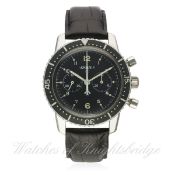 A RARE GENTLEMAN'S STAINLESS STEEL SOUTH AFRICAN AIR FORCE LEMANIA PILOTS MILITARY CHRONOGRAPH WRIST