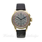 A GENTLEMAN'S 18K SOLID GOLD LONGINES FLYBACK CHRONOGRAPH WRIST WATCH CIRCA 1936
D: Two tone dial