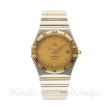 A GENTLEMAN'S STEEL & GOLD OMEGA CONSTELLATION CHRONOMETER BRACELET WATCH CIRCA 2006
D: Gold