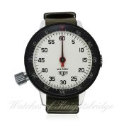 A RARE GENTLEMAN'S STAINLESS STEEL HEUER MILITARY WRIST WATCH TIMER CIRCA 1970s D: White dial with