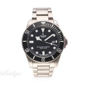 A GENTLEMAN'S TITANIUM ROLEX TUDOR PELAGOS DIVERS BRACELET WATCH DATED 2014, REF. 25500TN, WITH BOX,