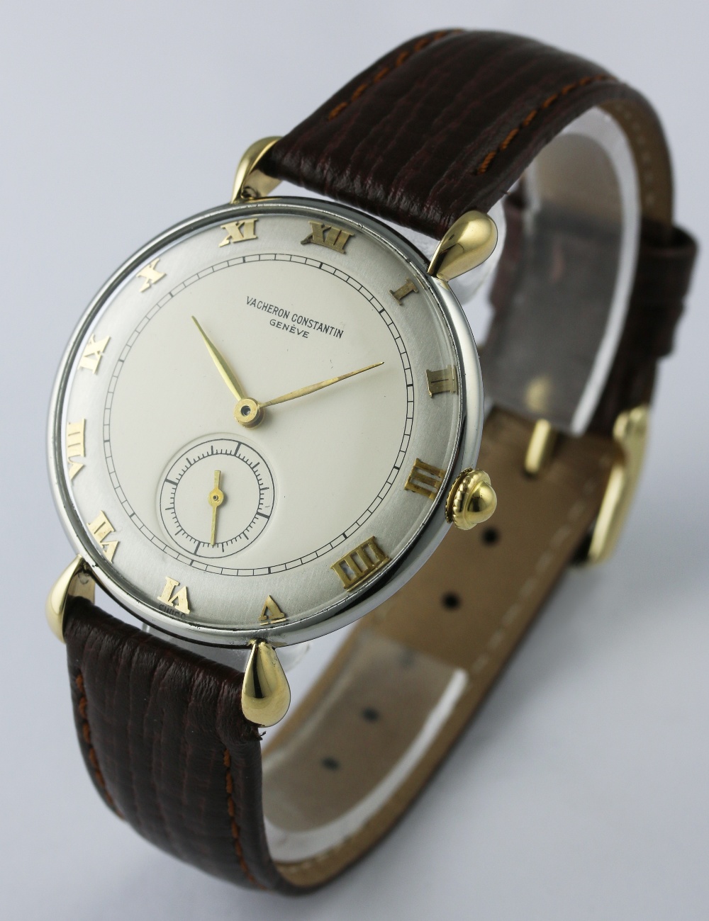 A GENTLEMAN'S LARGE SIZE STEEL & GOLD VACHERON & CONSTANTIN WRIST WATCH CIRCA 1950s
D: Two tone - Image 4 of 8