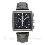 A GENTLEMAN'S STAINLESS STEEL TAG HEUER MONACO AUTOMATIC CHRONOGRAPH WRIST WATCH CIRCA 2005, REF.