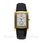 A GENTLEMAN'S 18K SOLID GOLD LONGINES WRIST WATCH CIRCA 2000, REF. L5.655.6
D: White dial with