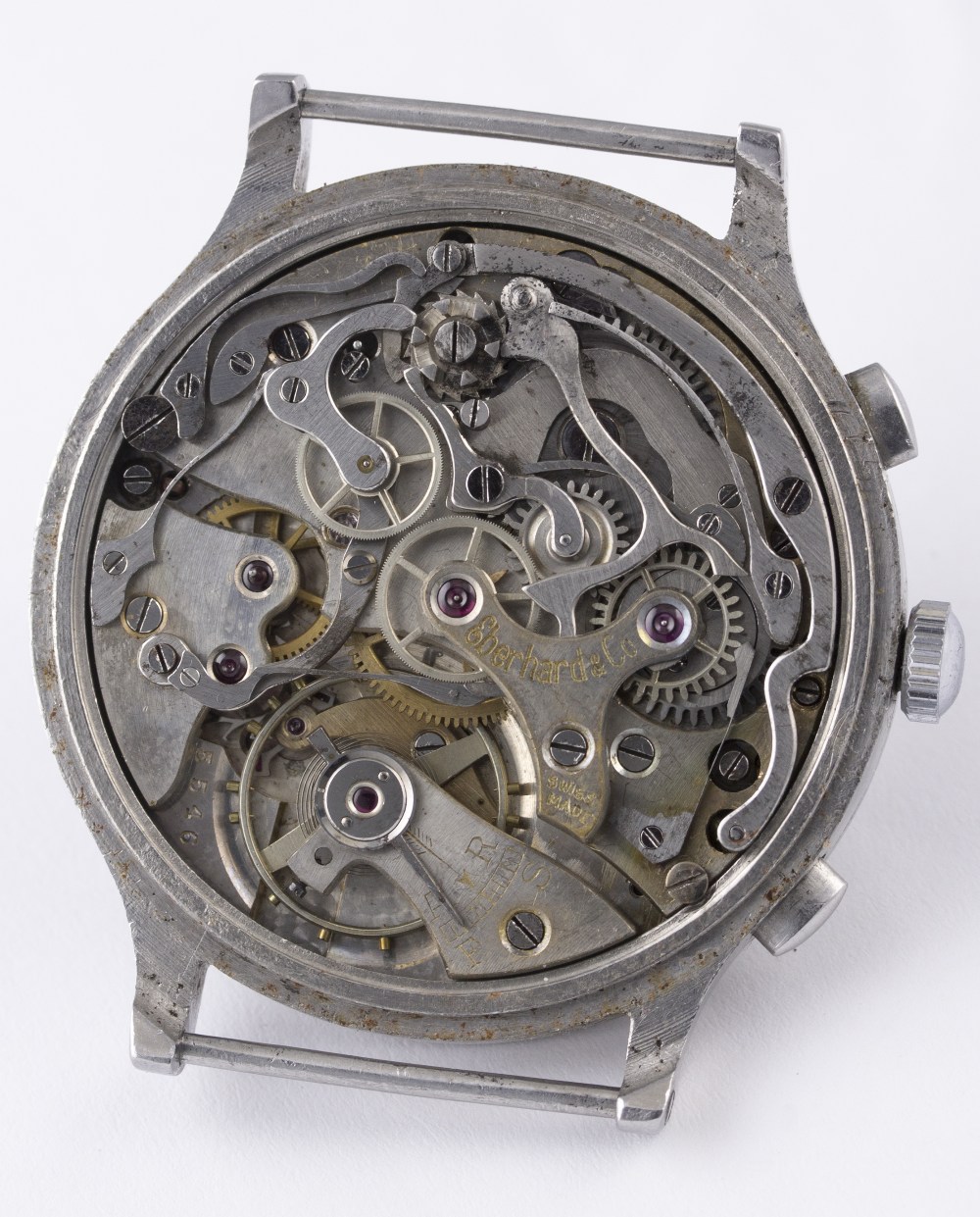 A RARE GENTLEMAN'S STAINLESS STEEL EBERHARD & CO CHRONOGRAPH WRIST WATCH CIRCA 1930s, REF. 7197
D: - Image 5 of 8