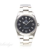 A GENTLEMAN'S STAINLESS STEEL ROLEX OYSTER PERPETUAL EXPLORER BRACELET WATCH DATED 2003, REF. 114270