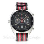 A GENTLEMAN'S STAINLESS STEEL KENYAN AIR FORCE HEUER AUTAVIA AUTOMATIC CHRONOGRAPH WRIST WATCH CIRCA