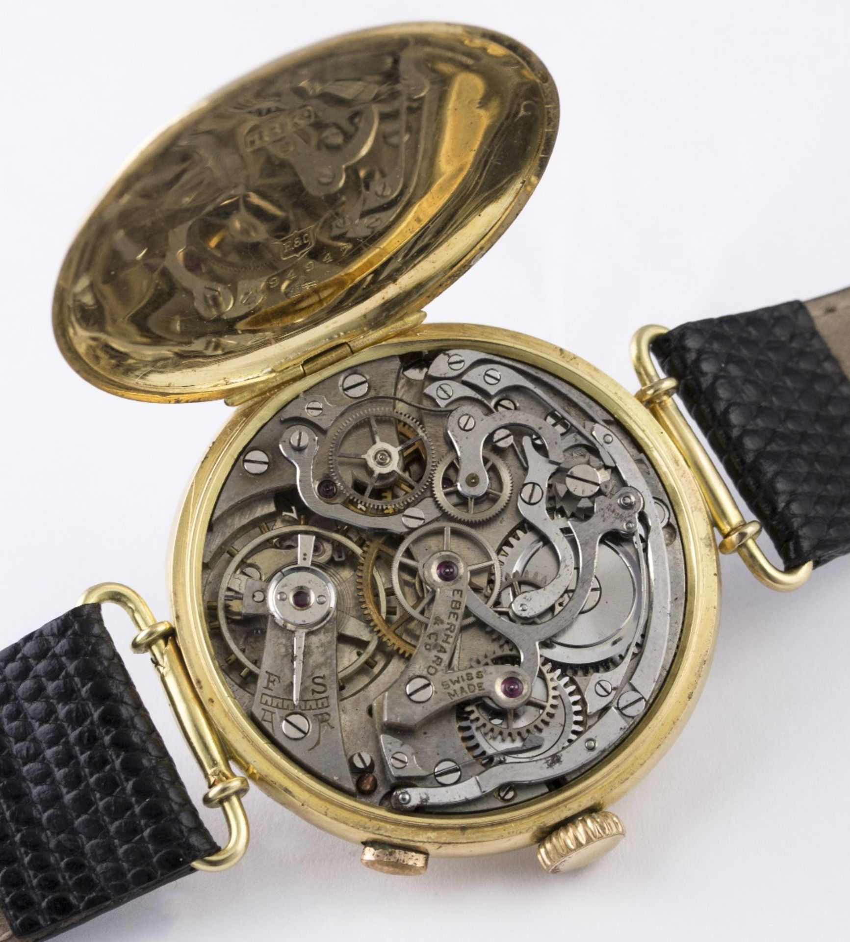 A GENTLEMAN'S 18K SOLID GOLD EBERHARD & CO SINGLE BUTTON CHRONOGRAPH WRIST WATCH CIRCA 1930s D: - Image 7 of 8
