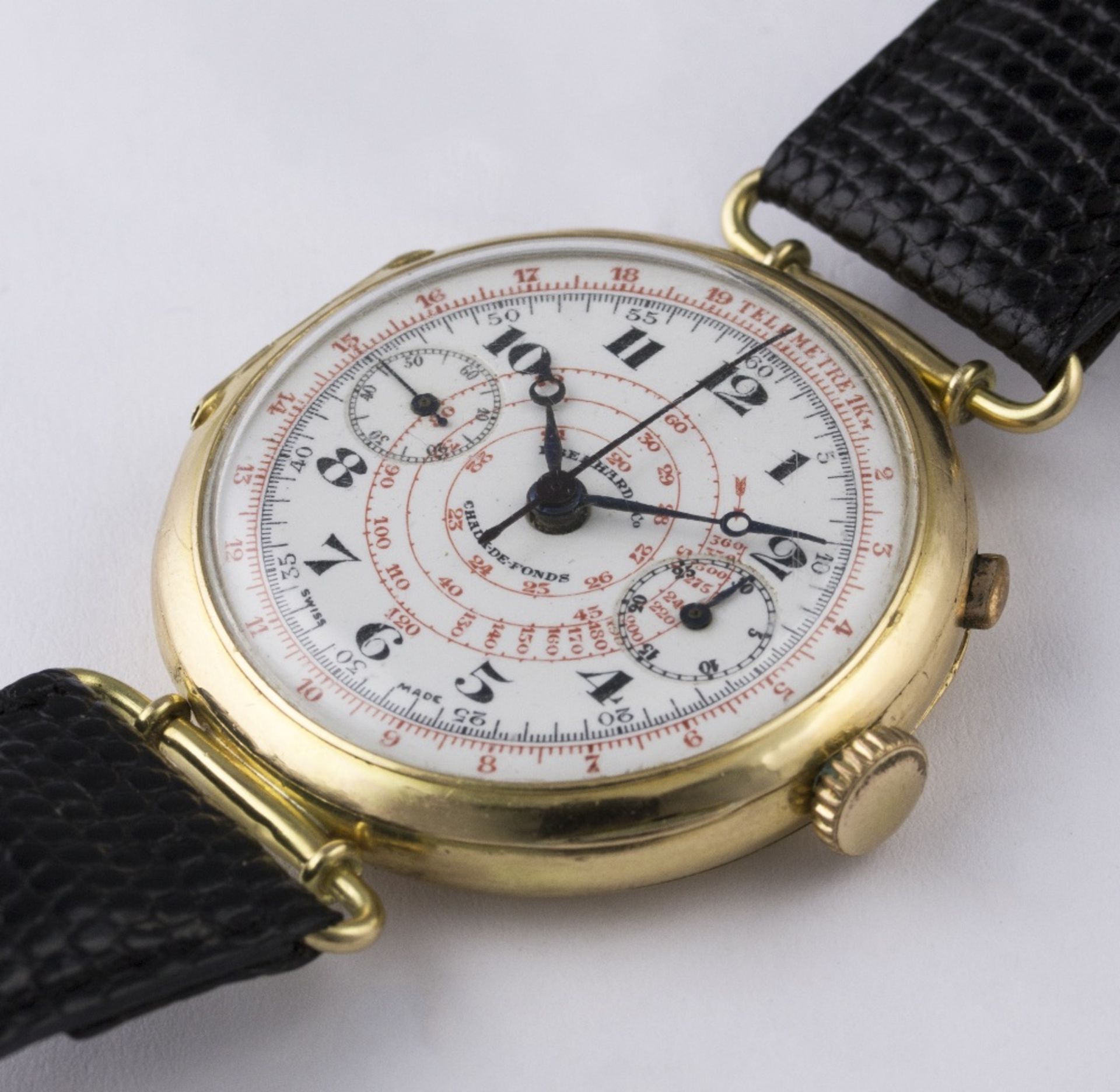 A GENTLEMAN'S 18K SOLID GOLD EBERHARD & CO SINGLE BUTTON CHRONOGRAPH WRIST WATCH CIRCA 1930s D: - Image 3 of 8