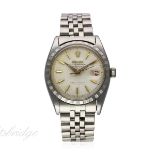 A GENTLEMAN'S STAINLESS STEEL ROLEX OYSTER PERPETUAL DATEJUST BRACELET WATCH CIRCA 1957, REF. 6605