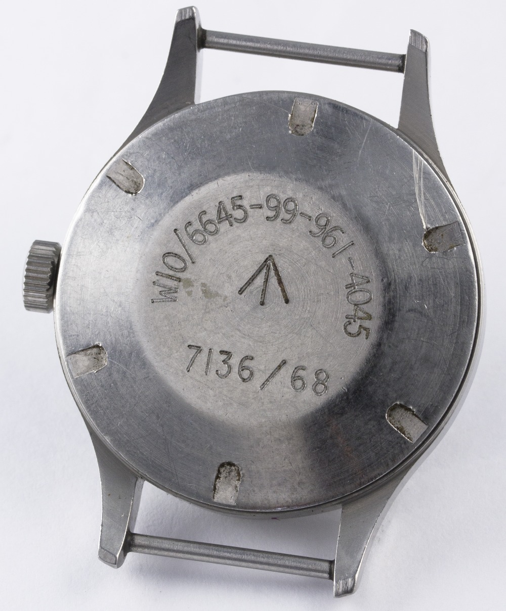 A GENTLEMAN'S STAINLESS STEEL BRITISH MILITARY SMITHS WRIST WATCH DATED 1968
D: Black dial with - Image 5 of 9