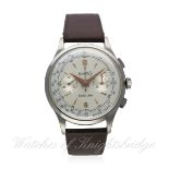 A RARE GENTLEMAN'S STAINLESS STEEL EBERHARD & CO EXTRA FORT CHRONOGRAPH WRIST WATCH CIRCA 1950s,