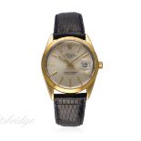 A GENTLEMAN'S STEEL & GOLD CAPPED ROLEX OYSTER PERPETUAL DATE WRIST WATCH CIRCA 1985, REF. 15505