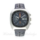 A RARE GENTLEMAN'S "N.O.S." STAINLESS STEEL HEUER SILVERSTONE AUTOMATIC CHRONOGRAPH WRIST WATCH