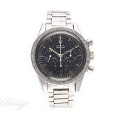 A RARE GENTLEMAN'S STAINLESS STEEL OMEGA SPEEDMASTER "ED WHITE" CHRONOGRAPH BRACELET WATCH CIRCA