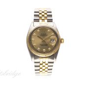 A GENTLEMAN'S STEEL & GOLD ROLEX OYSTER PERPETUAL DATEJUST BRACELET WATCH CIRCA 1964, REF. 1601
D: