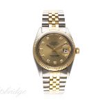 A GENTLEMAN'S STEEL & GOLD ROLEX OYSTER PERPETUAL DATEJUST BRACELET WATCH CIRCA 1964, REF. 1601
D: