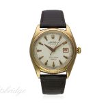 AN EXTREMELY RARE GENTLEMAN'S 18K SOLID GOLD ROLEX OYSTER PERPETUAL DATEJUST WRIST WATCH CIRCA 1945,