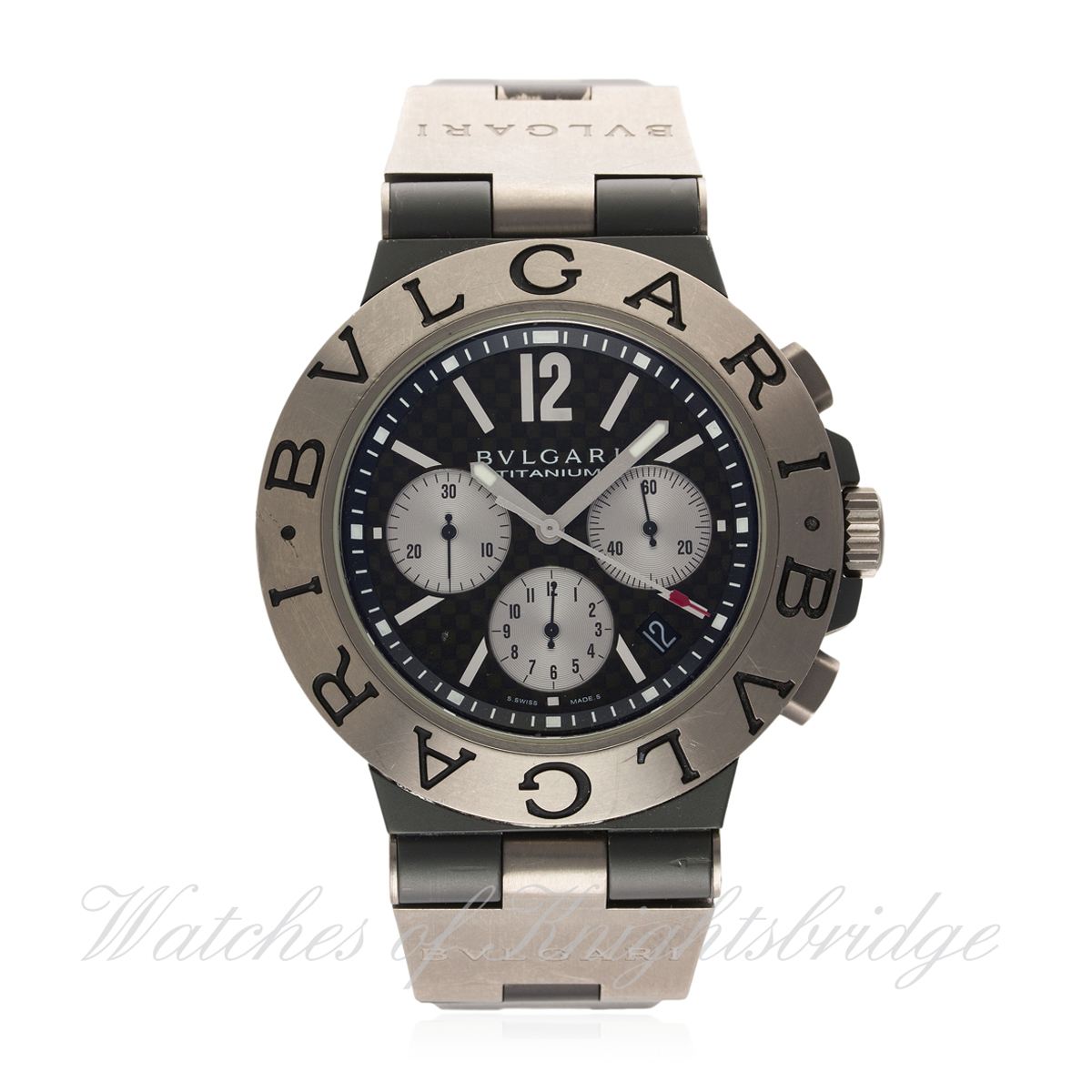 A RARE GENTLEMAN'S LARGE SIZE BULGARI DIAGONO TITANIUM AUTOMATIC CHRONOGRAPH WRIST WATCH CIRCA 2008,